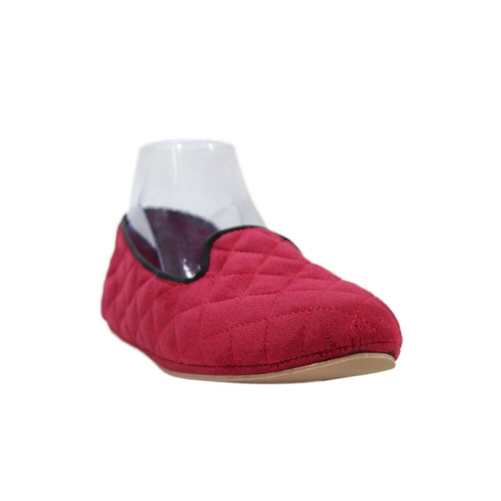 Patricia Green Womens Slip On Cotton Quilted Slippers Loafers Pink Black Size 7